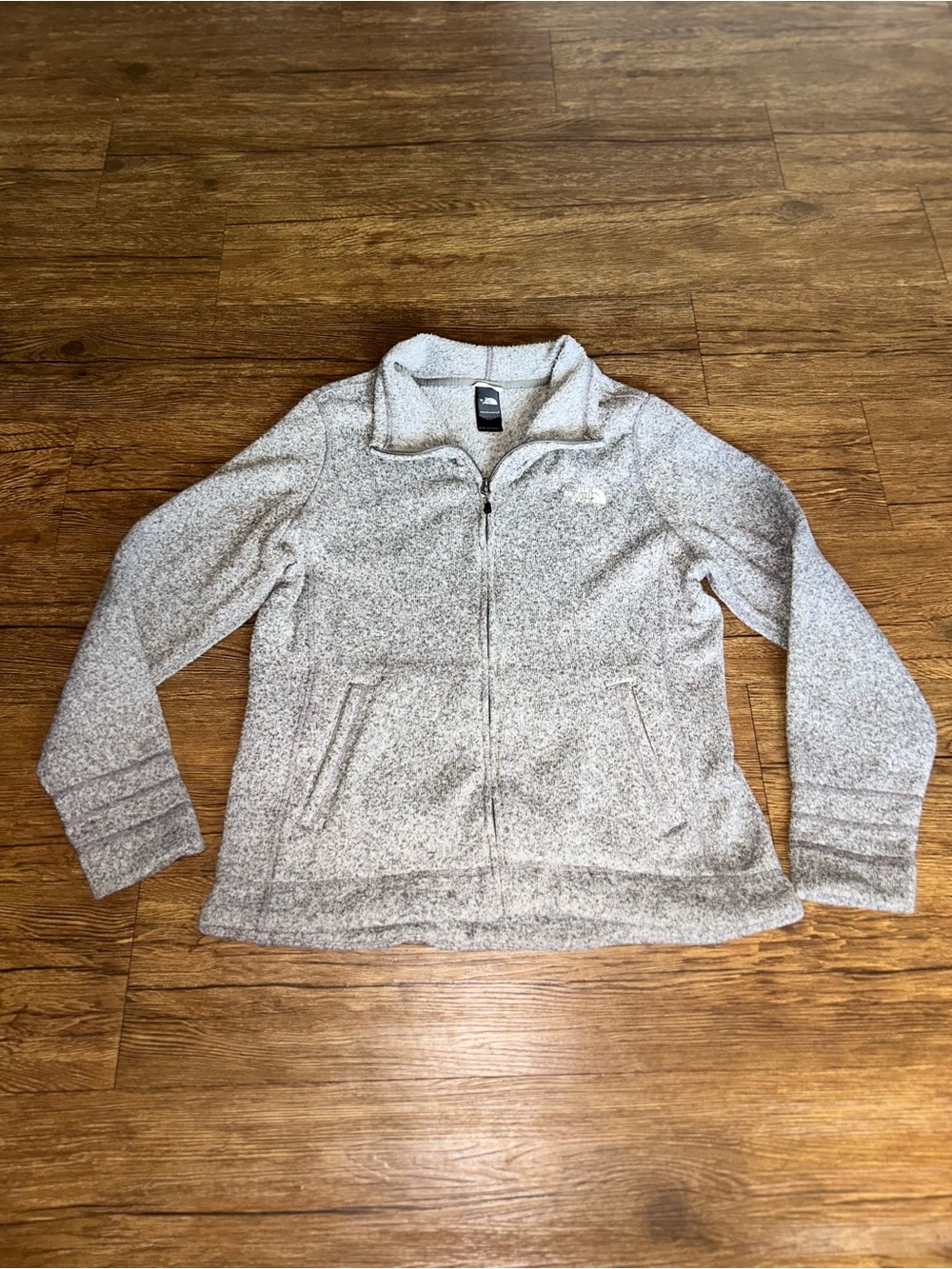 The North Face Women’s Light Gray Heather Teddy Fleece Full-Zip Jacket